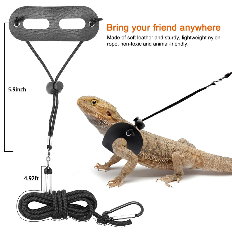 BWOGUE Bearded Dragon Harness and Leash Adjustable Leather Lizard Reptiles Harness Leash for Amphibians and Other Small Pet Animals (S,M,L,3 Pack) Harness with leash