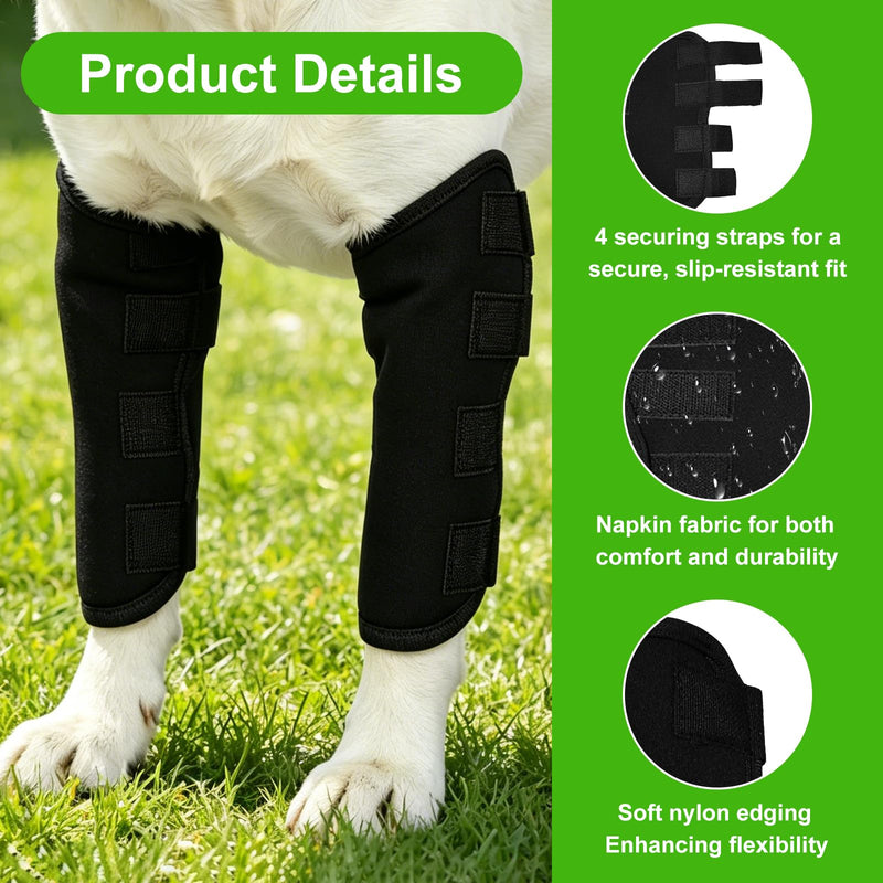 Pack of 2 Dog Ankle Protection Bandage, Ankle Bandage for Dogs, Ankle Bandage for Front and Rear Legs, Prevent Licking, for Wound Healing (Black, L)