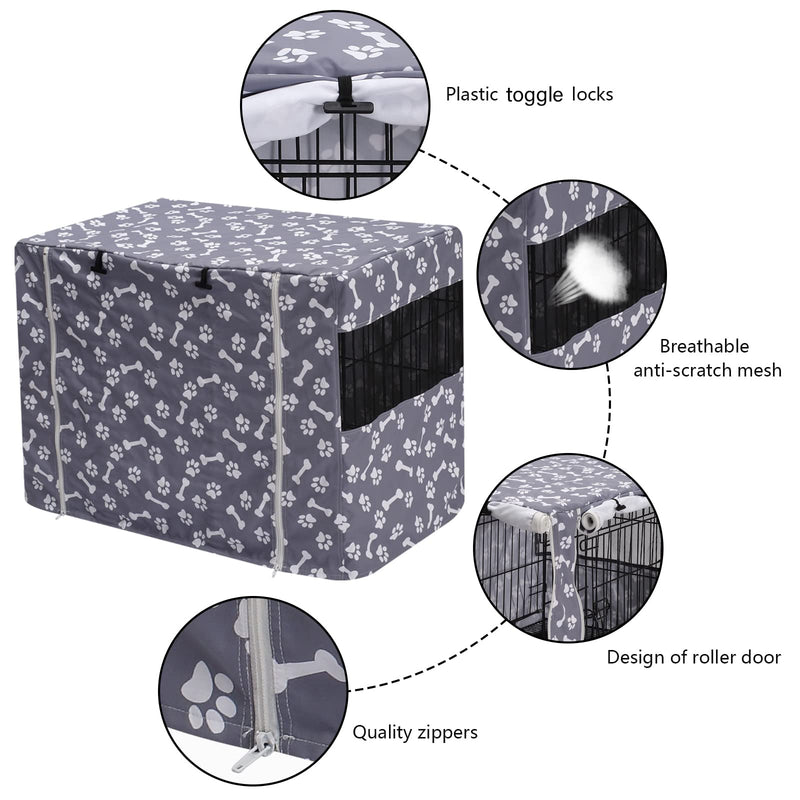 Pethiy Dog Crate Cover Durable Polyester Pet Kennel Cover Universal Fit for Wire Dog Crate - Fits Most 36 inch Dog Crates - Cover only-Sky Gray-36 36.0"L x 23.0"W x 25.0"H Sky Gray