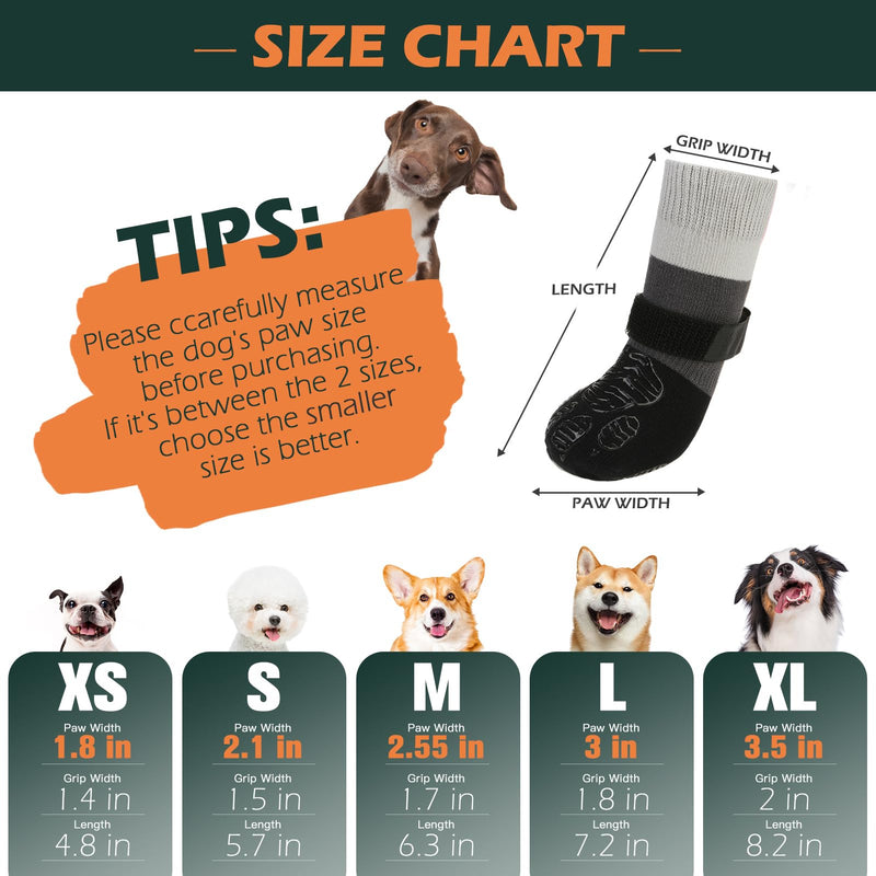 EXPAWLORER Anti Slip Dog Socks to Prevent Licking Paws, Dog Boots & Paw Protectors with Grippers for Winter, Dog Booties for Hardwood Floors, Dog Shoes for Small Medium Large Senior Dogs, Balck XS X-Small Black - PawsPlanet Australia
