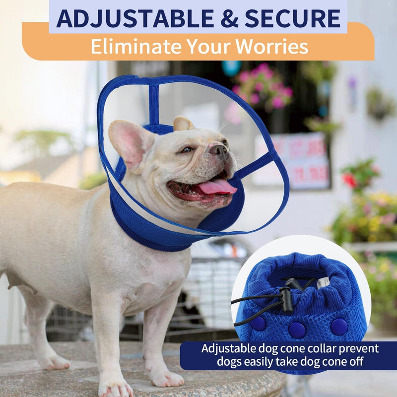 Allroaring Dog Cone Collar, Soft Dog Cones for Medium Dogs After Surgery, Adjustable Pet Cone for Dogs to Stop Licking, Breathable Doggie Elizabethan Collar for Wound Care Spay Neuter, Blue M Medium (Neck Girth: 11" - 14.1")