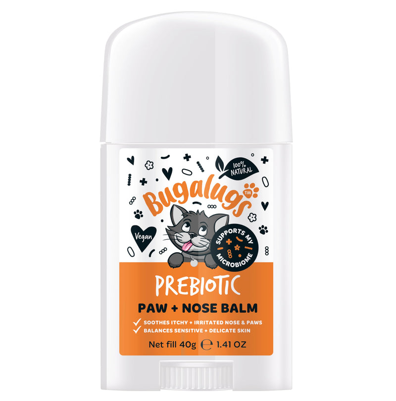 BUGALUGS Prebiotic Cat nose balm, Natural lick safe Paw balm for cats contains Pumpkin Powder for itchy skin and supports your cats Microbiome