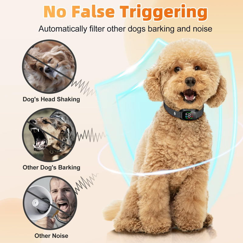 Dog Bark Collar, Bark Collars for Small Medium Dogs, Thunbest No Shock Anti Barking Collar – 4 Modes & 8 Sensitivity Levels – IP67 Waterproof, Rechargeable, Magnetic Charging Black Q12 Black