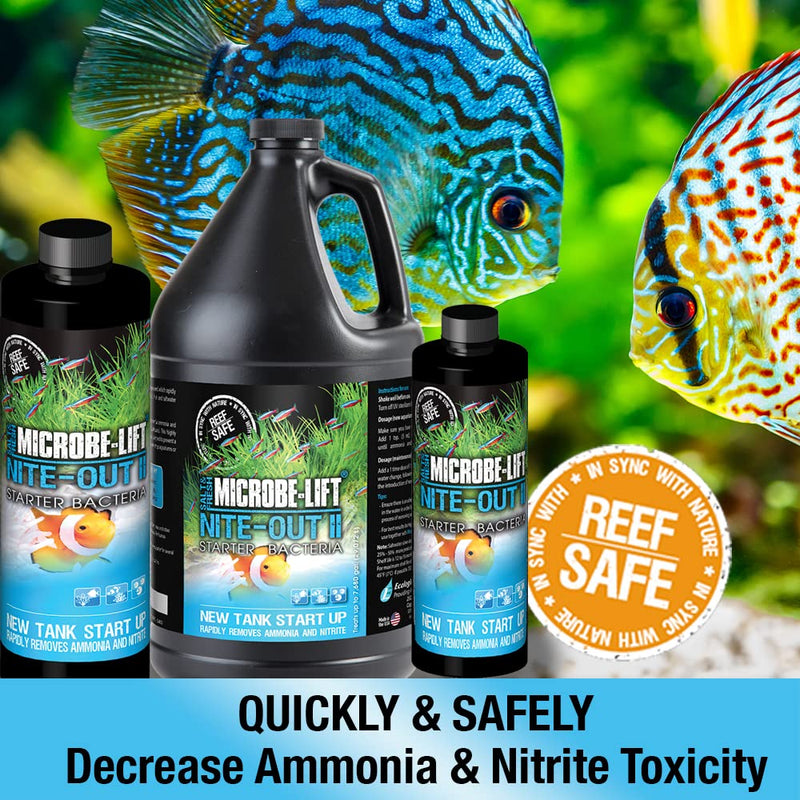 MICROBE-LIFT Nite-Out II Aquarium Bacteria for Start-up, Instantly Cycle Aquariums, Add Fish on Day 1, Rapid Ammonia and Nitrite Reducer for Freshwater & Saltwater Fish Tank, 16 Ounces (NITEH16)
