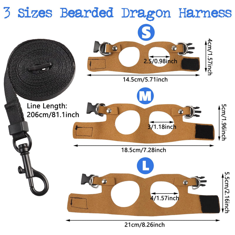 3 Pack Bearded Dragon Leash and Harness Set, Adjustable Bearded Dragon Leashs with Traction Rope Leash for Bearded Dragons Lizards and Other Small Reptiles (3 Sizes) - PawsPlanet Australia