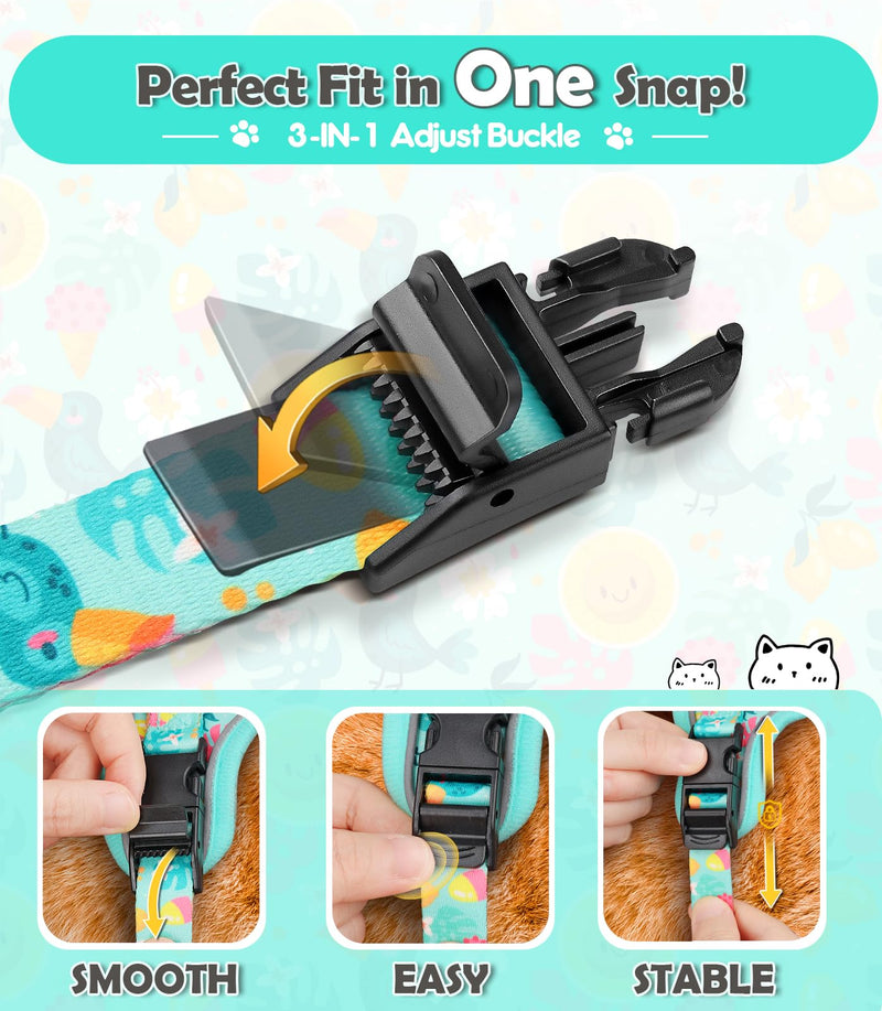 Halypet Cat Harness and Leash Set[MAX Safety 4th-Gen] Cute Escape Proof Vest Harness for Girl&Boy Cat Walking, Comfortable Adjustable Leash and Reflective Strips for Outdoor Kitten, XS Green Tropics H603 Pro Green Tropics X-Small (4-6lb)
