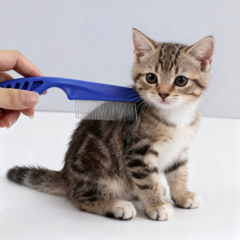3/4/5-pieces flea and lice comb set, stainless steel pet comb (for dogs and cats, circular tooth design), double-sided tear stain remover, pet shedding comb, suitable for all types of pets (4pcs) 4pcs - PawsPlanet Australia