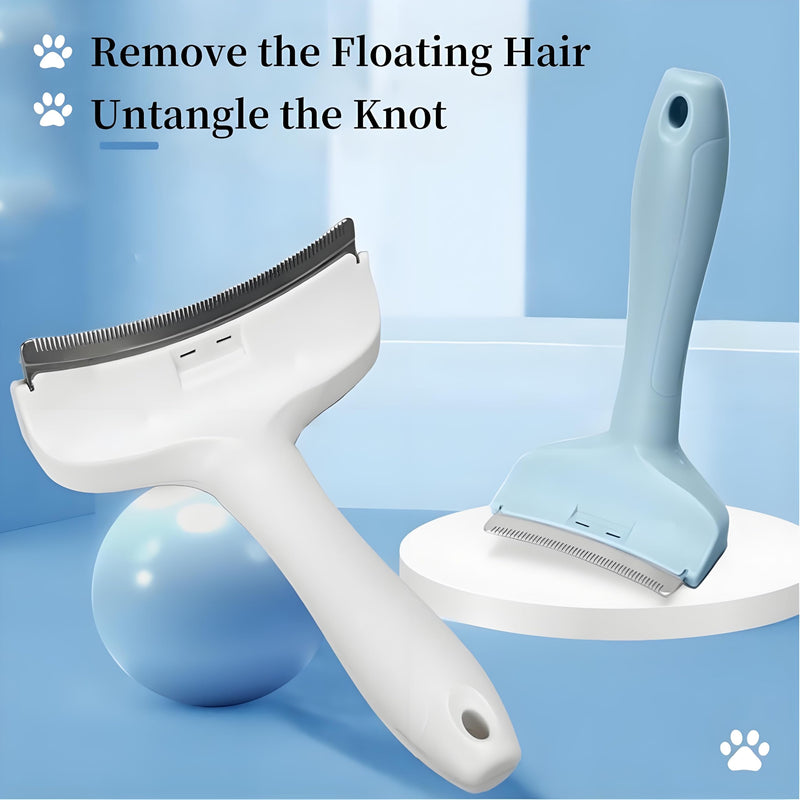 2 Pack Pet Grooming Set, Short Teeth Stainless Steel Deshedding Brush for Short-Haired Dogs and Soft Silicone Circular Bath Brush, Efficient Fur Removal and Gentle Cleaning (Blue, Small) Blue - PawsPlanet Australia