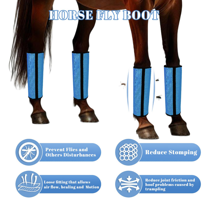 Horse Fly Boots Loose Fitting UV-Protective, Extra Tough Mesh Breathable Fly Boots, Greatly Reduce Stomping, Set of 4 Black - PawsPlanet Australia