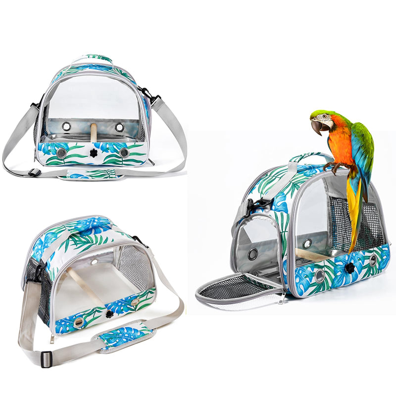 Small Bird Carrier Cage with Standing Perch & Tray Portable & Breathable Pet Travle Transport Carry Bag with Shoulder Strap for Vet Visit & Outdoor Walking (Printed) Printed - PawsPlanet Australia