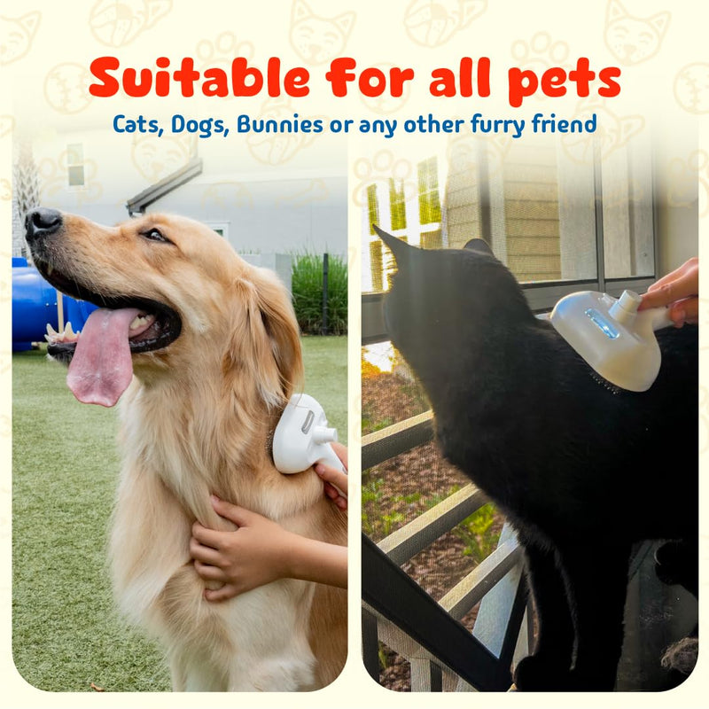 cat steam brush, misty defur comb, steamer hair brushes for indoor cats and other pets (Dogs, rabbit), groomer for shedding, massage, self-cleaning, anti-static, rechargeable grooming tool - PawsPlanet Australia