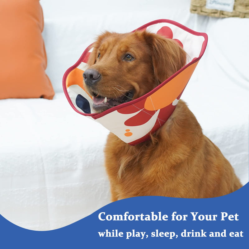 BARKLESS Soft Cone for Dogs, Comfortable E Collar for Dogs after Surgery to Stop Licking Scratching Biting, Soft Dog Cone for Large Medium Small Dogs, Adjustable Elizabethan Collar Red S