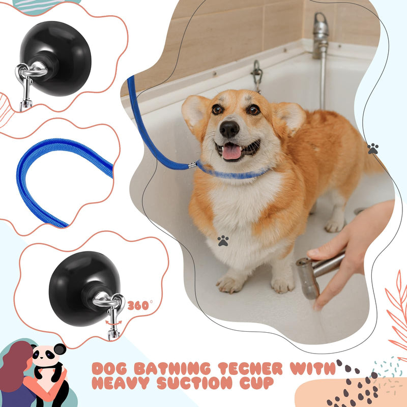 Baderke 6 Pcs Dog Grooming Set with Dog Bathing Leash with Suction Cup, Pin Comb, Straight Comb, Nail Clippers Set, and Bath Brush for Pet Bathing Shower Grooming - PawsPlanet Australia