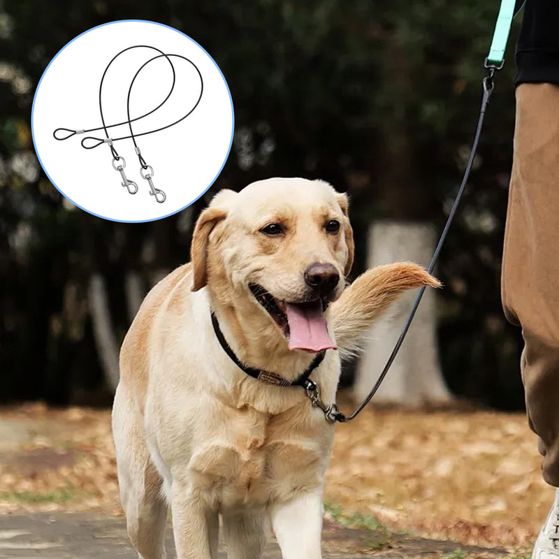 2 Pcs Chew Proof Dog Leash Extension, Dog Leash Extender Metal Non-Tangle Short Dogs Leashes Heavy Duty Dogs Leashes Extender for Small Medium Puppy Walking and Training (Black) - PawsPlanet Australia