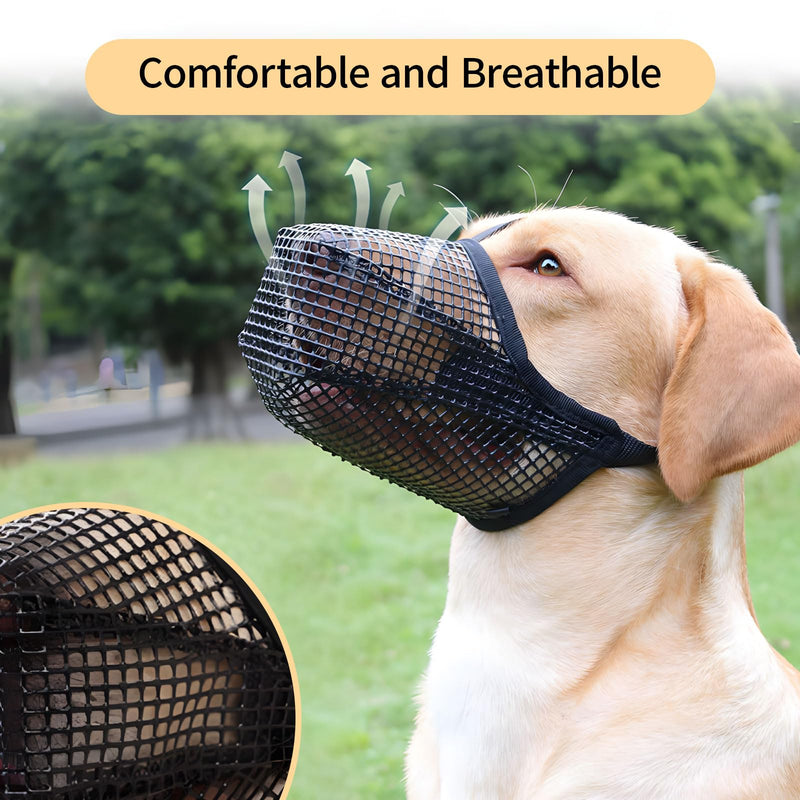 Dog Muzzle - Black Soft Mesh Breathable Mouth Cover Designed Specifically for Small, Medium, and Large Dogs - Effective Chew Guard and Bite Prevention to Ensure Safe, M Black - PawsPlanet Australia