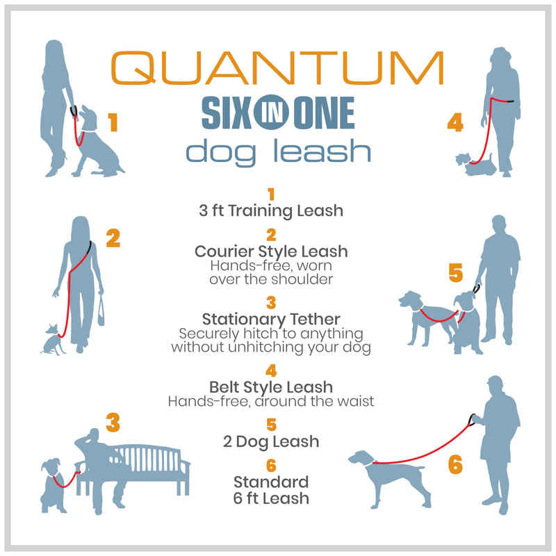 Kurgo 6 in 1 Quantum Leash, Hands Free Leash for Dogs, Running Belt Lead, Crossbody & Waist Belt Style, Reflective, Carabiner Clip, for Training, Hiking, or Jogging, 4 colors Blue - PawsPlanet Australia