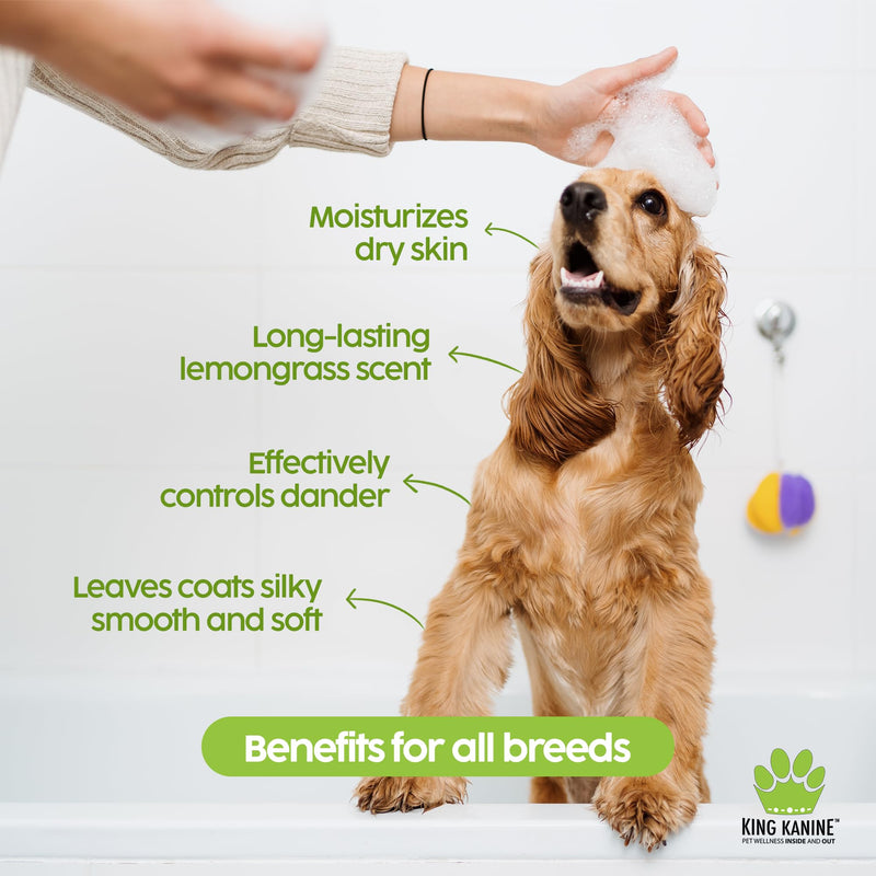 King Kanine Natural Dog & Cat Shampoo King Klean 16 oz | Organic Pet Shampoo for Sensitive & Dry Skin | Hypoallergenic Gentle Cleansing Formula for Pet Allergies - PawsPlanet Australia