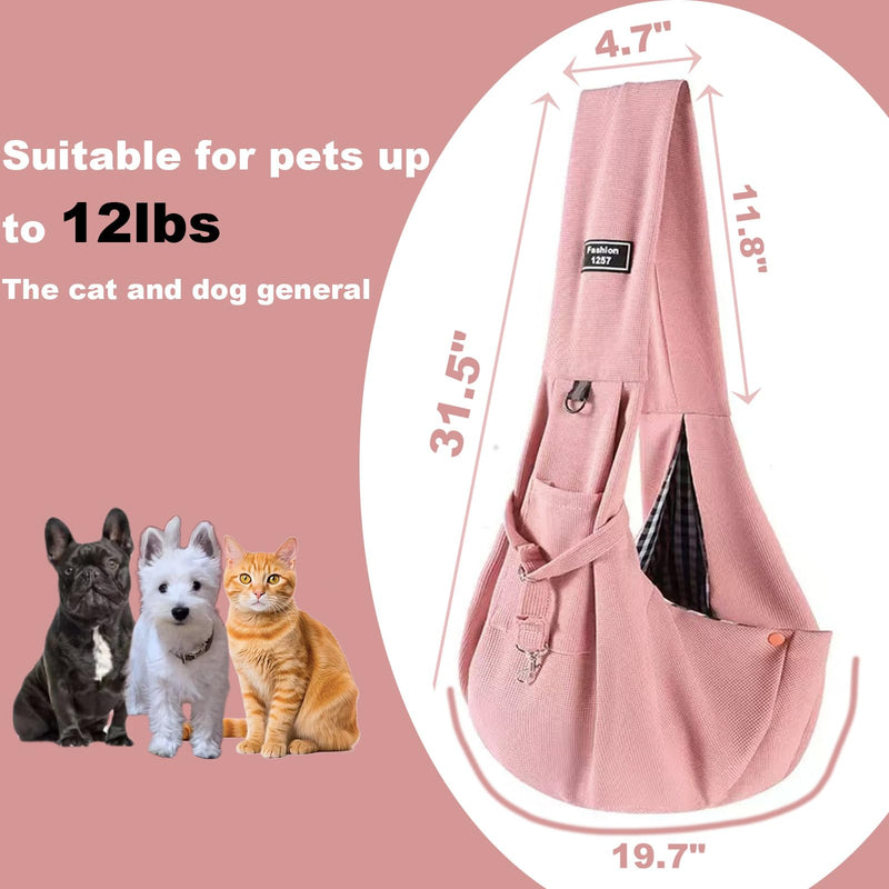 Dog Slings for Small Dogs,Soft and Breathable Waffle Fabric,Puppy Essentials,Reversible Dog Sling with Organizer Pocket,Suitable for Small Dogs and Cats,Pink - PawsPlanet Australia