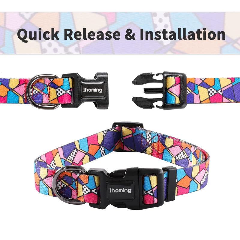 Ihoming Puppy Collar and Leash Set for Daily Outdoor Walking Running Training, Geometric Design for Extra Small Boys Girls Dogs Cats Pets, XS-Up to 10LBS C-Geometric X-Small (Pack of 1)
