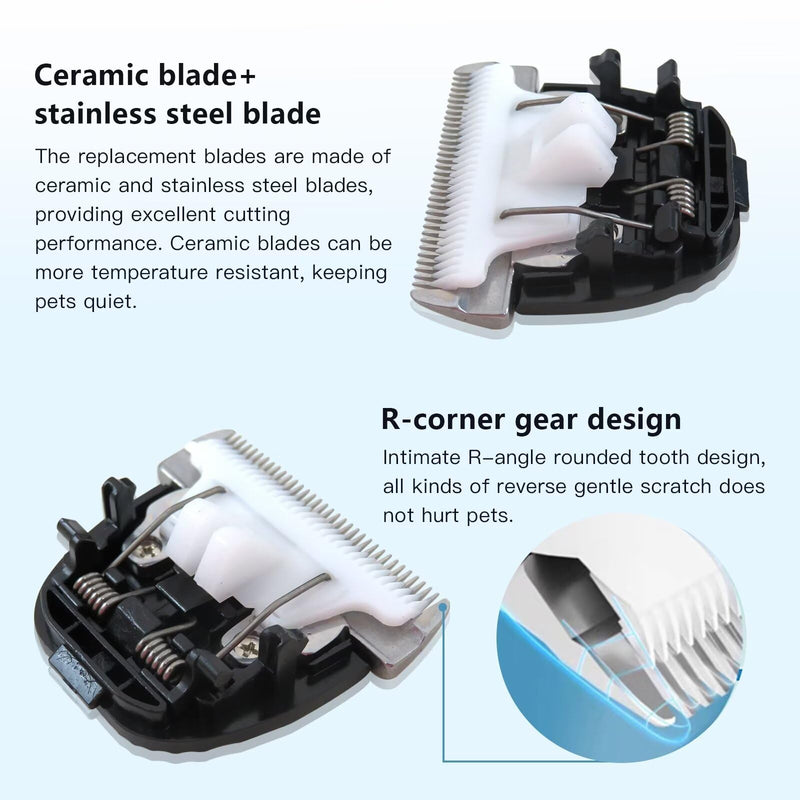 Replacement Blades 2 Pack for ONEISALL Dog Hair Vacuum and Dog Grooming Kit, Low Noise Pet Clipper Replacement Blade - by GRABOTE - PawsPlanet Australia