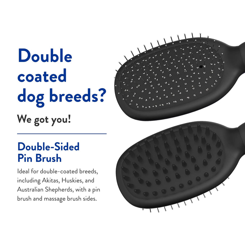 WAHL Professional Animal Double Sided Bath Pin Brush for Dogs (#858477) - Pet Brush to Groom Dogs - For Akitas, Huskies & Australian Shepherds - Durable Dog Pin Brush Black and Gray 1 Count (Pack of 1) - PawsPlanet Australia