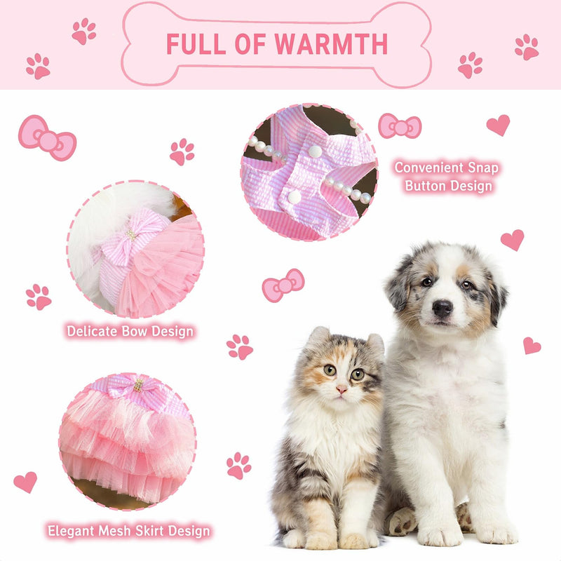 Dog Dresses, Fashion Pet Dog Clothes, Striped Mesh Puppy Dogs Princess Dresses (Purple/Pink(4pack), Medium) Purple/Pink(4pack) - PawsPlanet Australia