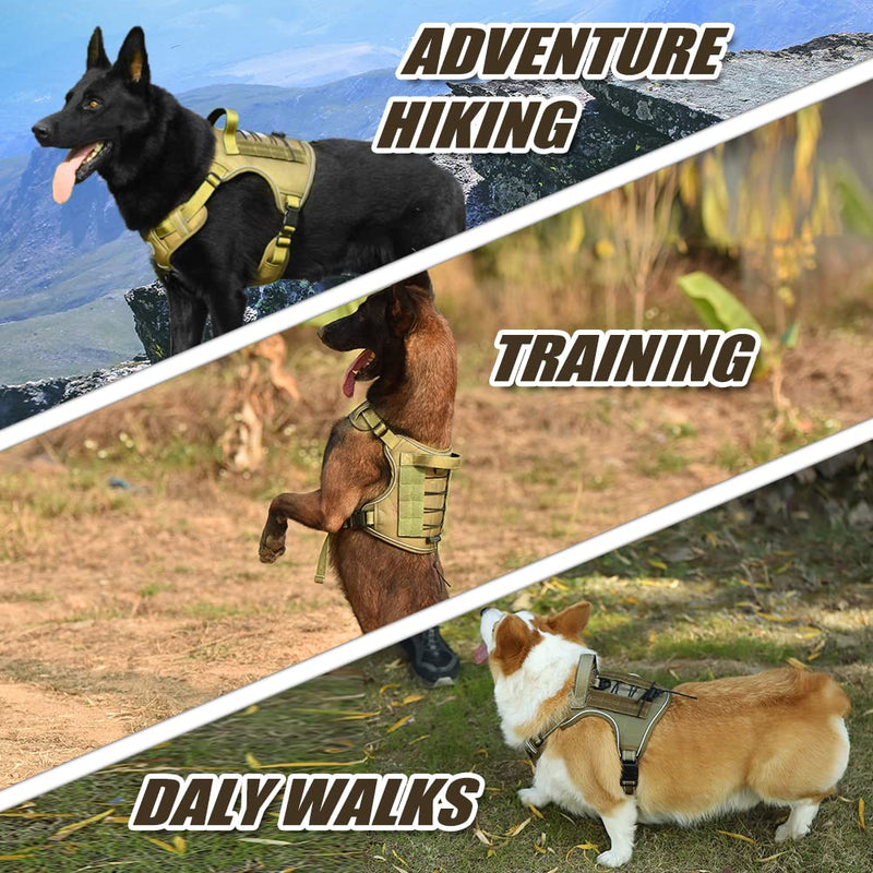 CBBPET Tactical Dog Harness for Small Medium Large Dogs No Pull Adjustable Harness Training Easy Control Pet Vest,Reflective Working Training (M(Neck:17-26,Chest:24-36)) M(Neck:17 - 26,Chest:24 - 36) - PawsPlanet Australia