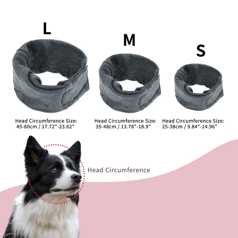 Adjustable Calming Headband for Dogs with Magic Bands, Calming Hood for Dogs Against Anxiety, Keeps them Warm, Ear Protection Grey M | Grau, M, Polyester, Mit Magischen Bändern, Gegen Angstzustände, Hält Warm, Sanfter Druck, Bei Fellpflege, Reisen, Lärm