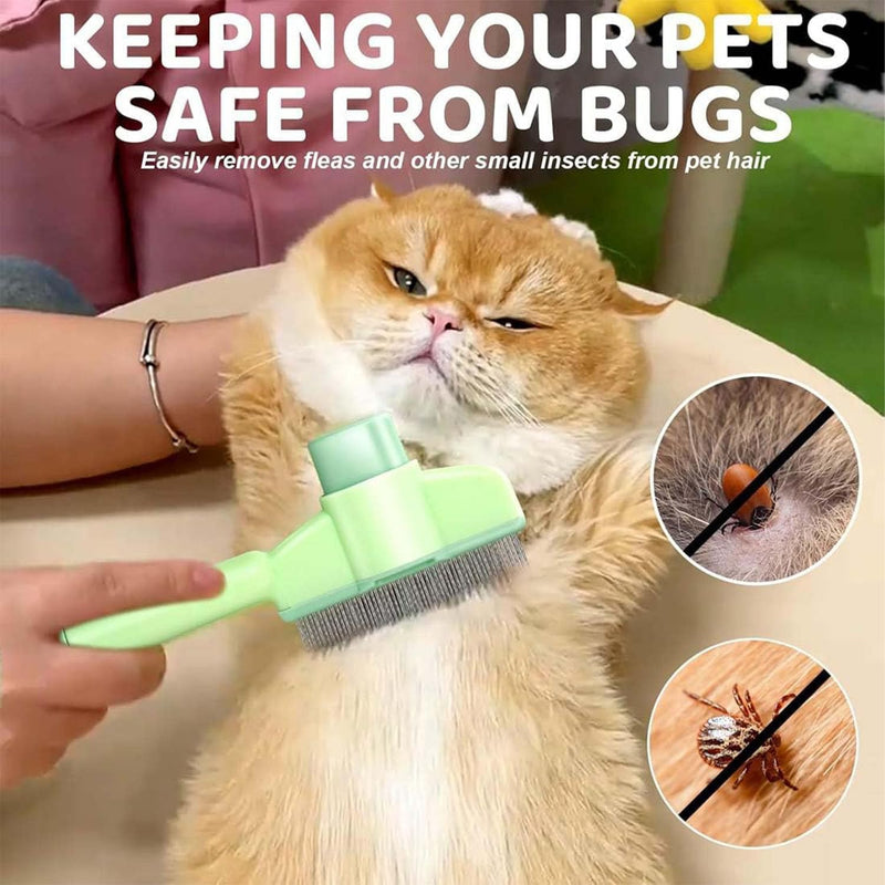 Pet Comb for Cats,Pet Hair Removal Comb Flea Comb with Release Button (Green) - PawsPlanet Australia