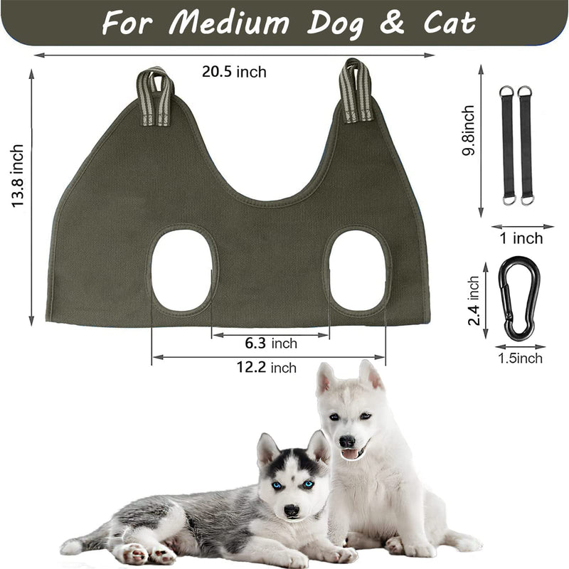 FEEGO Pet Grooming Hammock for Dogs & Cats, Pet Grooming Hammock, Pet Grooming Sling, Dog Grooming Harness, Restraint Bag, Helper, Pet Nail Clip Bag for Grooming, Nail Cutting (M (10-12), Dark Green) M (10-12) inch - PawsPlanet Australia