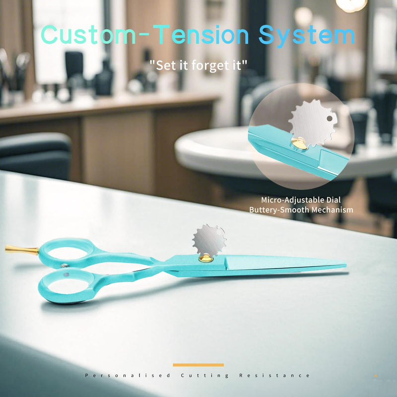 Purple Dragon 5.5 inch Hair Cutting Scissors Set with Razor, Leather Scissors Case, Barber Hair Cutting Shears Hair Thinning/Texturizing Shears for Professional Hairdresser or Home Use (Blue) Blue