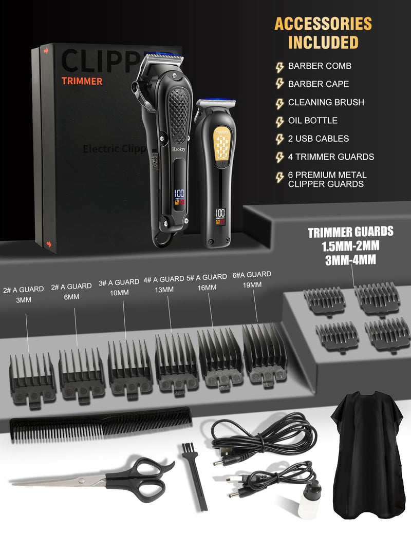 Hair Clippers & Trimmer for Men,Professional Barber Clippers and Trimmers Set,Mens Cordless Hair Clipper for Barbers Haircut Kit,Beard Trimmer,Rechargeable Electric Shaver - PawsPlanet Australia