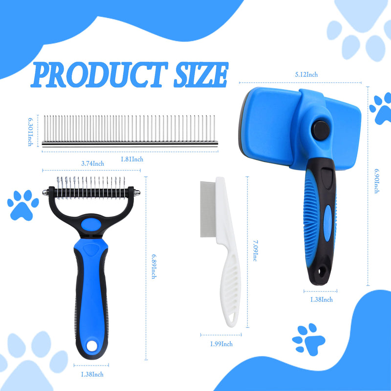 4 in 1 Pet Grooming Kit Dematting tool Stainless Steel Comb Deshedding Brush for Dog and Cat With Long Hair - PawsPlanet Australia