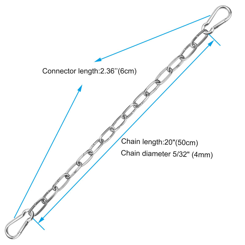 2 Pack 20" x 5/32" Gate Chain Lock for Outdoor Fence Yard with Carabiners, 304 Stainless Steel Chain Link Gate Latches Safety Hanging Metal Chain for Horse Goat Dogs Livestock Stall, Silver - PawsPlanet Australia