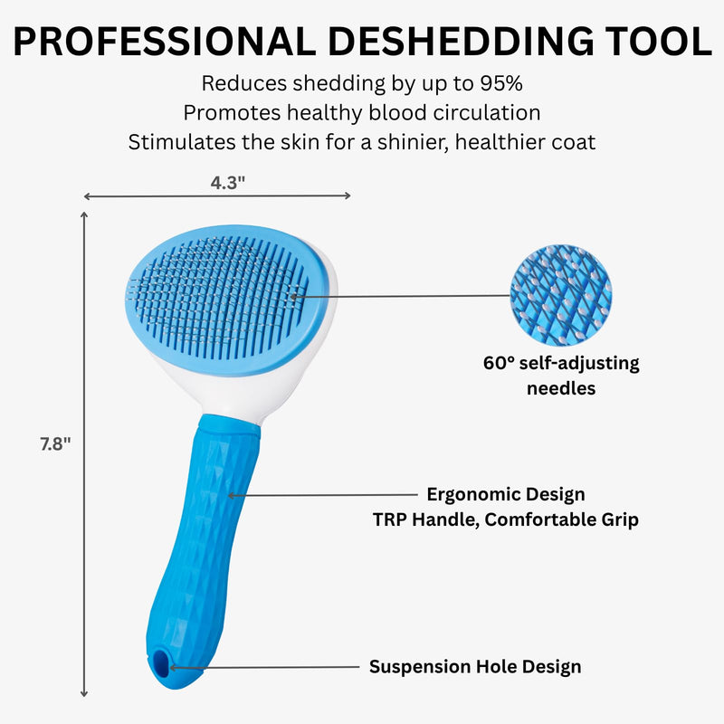 AIXINPET Cat & Dog Self Cleaning Slicker Brush - Easy to Remove Loose Fur, Harmless Deshedding Grooming Tool, Massaging Function - Suitable for Shedding & Furry Pets, like Rabbits and Ferrets - PawsPlanet Australia