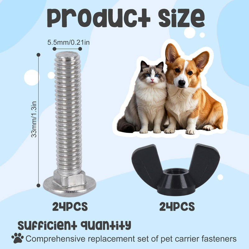 YeeBeny 24 pet Carrier Fasteners Set, Dog Kennel Replacement Screws and Bolts Butterfly Nuts,M6 Dog Kennel Replacement Screws, Pet Kennel Brackets - PawsPlanet Australia