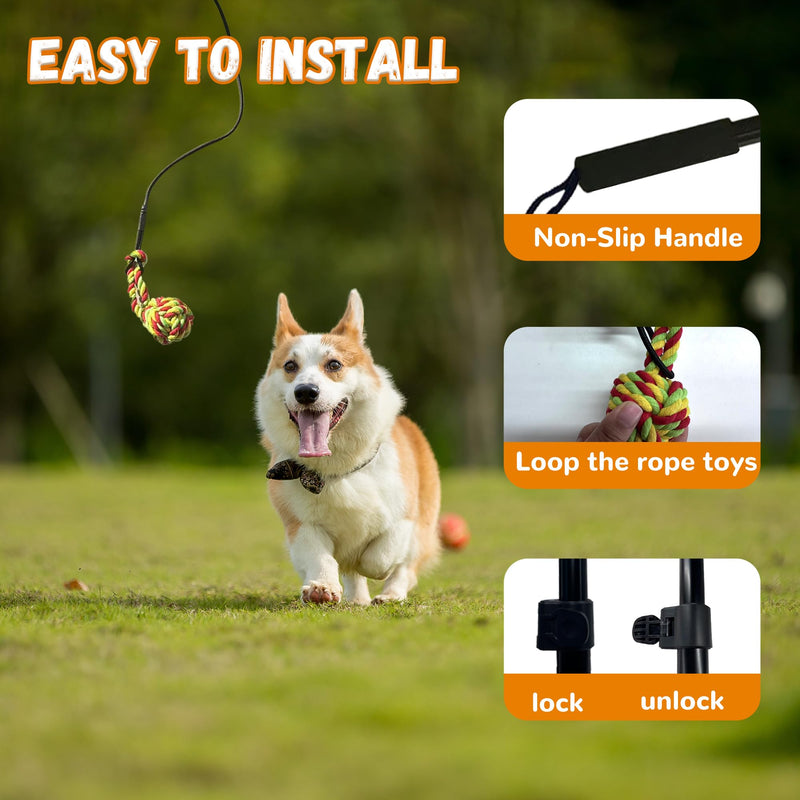 Flirt Pole for Dogs, Interactive Dog Toys Extendable Teaser Wand with Lure Chewing Toy, Chase and Tug of War for Small Medium Large Dogs Training Playing Exercise 2 Switch-40.5 inch - PawsPlanet Australia