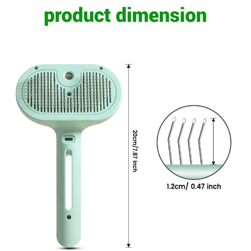 Cat Steam Brush 3 in 1 Steamy Pet Hair Removal Comb Brush Self Cleaning Anti Static Effective Hair Removal Cat Grooming (Green) Green - PawsPlanet Australia