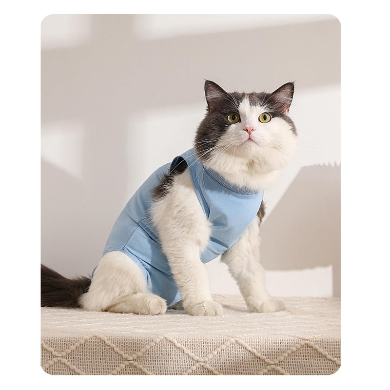 Body Cat After Surgery, Sterilization, Jumpsuit for Cat After Surgery for Abdominal Wounds or Skin Diseases to Prevent Licking Wounds (Blue, M) blue