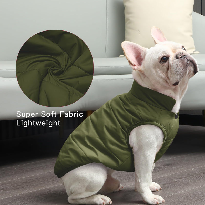 2 Layers Fleece Lined Warm Dog Jacket for Puppy Winter Cold Weather,Soft Windproof Small Dog Coat,Green M Medium (Pack of 1) Green