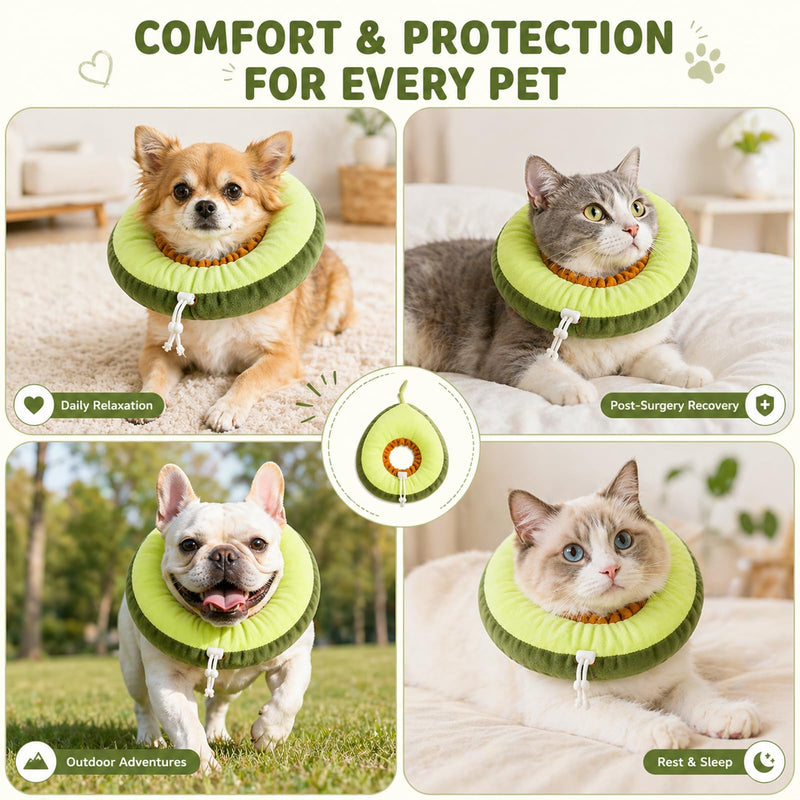 Avocado Cat Collar，Lick Protection, Soft Cat Collar, After Op Cone Collar, Lightweight Protective Collar for Puppies (green, L)