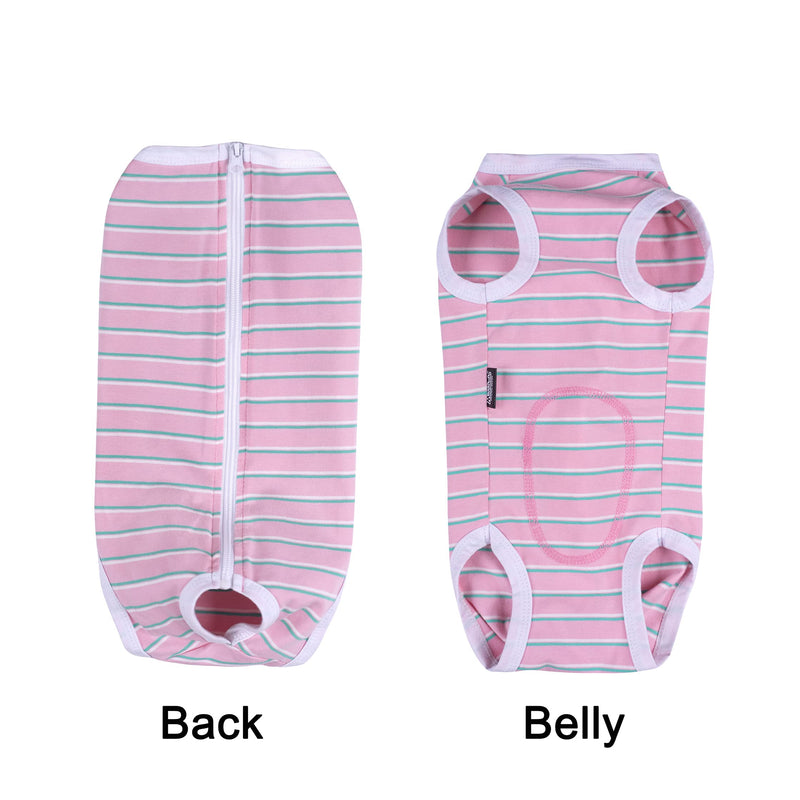 Puppy Striped Recovery Suit for Female Male Dogs Cats,Zip Up Dog Onesie Recovery Shirt Abdominal Wounds,Professional Spay Neuter Dog Pet Bodysuit After Surgery Wear Anti Licking Wounds L Black striped - PawsPlanet Australia