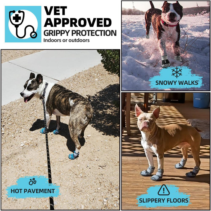 Dog Boots for Large Dogs, Medium Dog Boots & Paw Protectors for Hardwood Floors, Outdoor Dog Booties for Hot Pavement Winter Snow Hiking, Dog Shoes with Reflective Strips Blue Width 2.55 inch