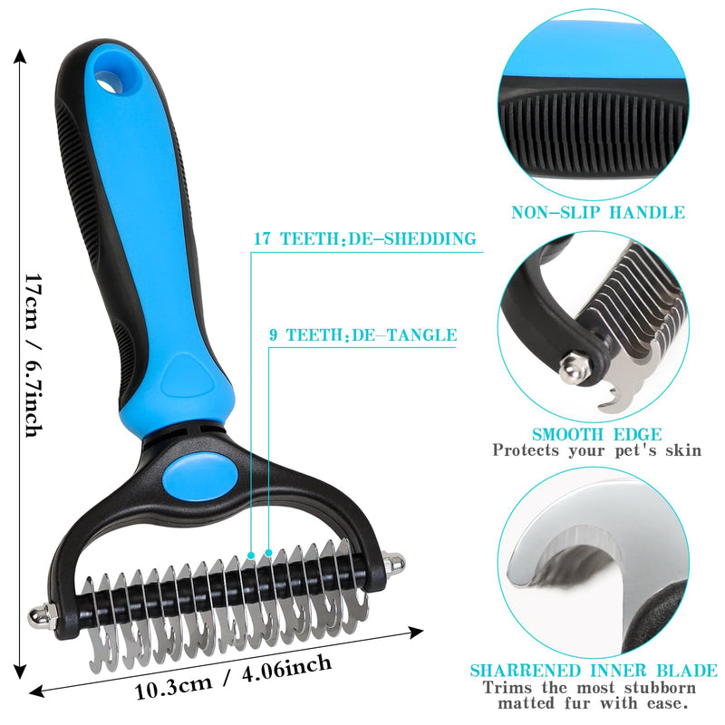 Pet Grooming Brush & Nail Clipper - Double Sided Shedding, Dematting Undercoat Rake for Dogs, Cats - Extra Wide Dog Brush for Shedding, Cat Brush & Cat Nail Clipper, Kitten Nail Trimmers - Set of 2 - PawsPlanet Australia