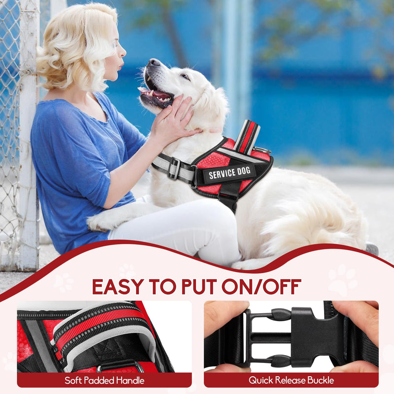 Service Dog Vest Harness and Leash Set, Animire in Training Dog Harness with 10 Dog Patches, Reflective Dog Leash with Soft Padded Handle for Small, Medium, Large, and Extra-Large Dogs (RED,XS) XS Red - PawsPlanet Australia