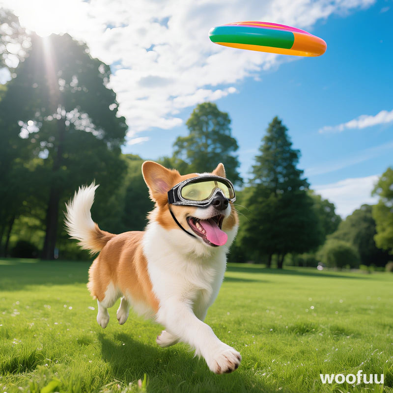Pet Sunglasses for Dogs – UV Protection Glasses with Diamond Accents, Yellow-Reflective Lenses, Lightweight & Secure Fit (for Medium to Large Breeds) - PawsPlanet Australia