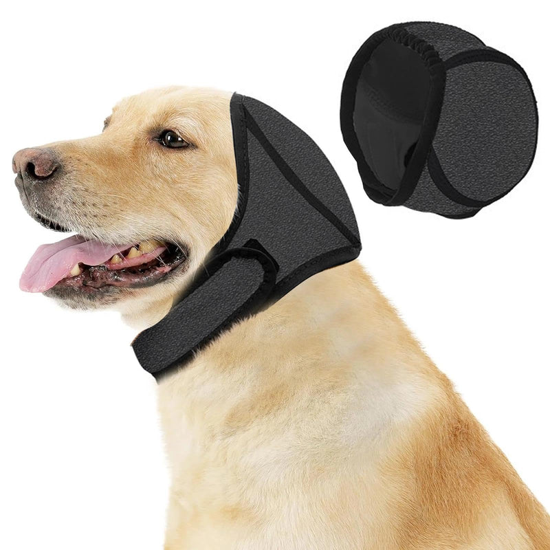 Dog Ear Muffs Noise Protection, Dog Snood Swim Ear Protectors, Waterproof Adjustable Cat EarCaps Shower Wrap, Pet Snood EarCovers for Bath, Anxiety Relief,Swimming,Grooming, (Gray, M)