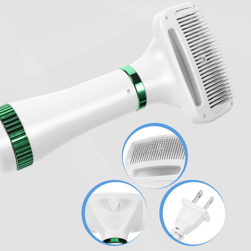 2 in 1 Dog Hair Dryer Comb Pet Hair Dryer Portable Dog Dryer with Slicker Brush Professional Home Grooming Furry Drying Blower for Small Large Cat Dog White - PawsPlanet Australia