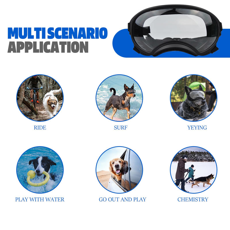 Pacify Dog Goggles for Large Dogs, UV Protection Dog Sunglasses with Adjustable Strap for Medium Large Dog Pet Glasses (Clear) Clear - PawsPlanet Australia