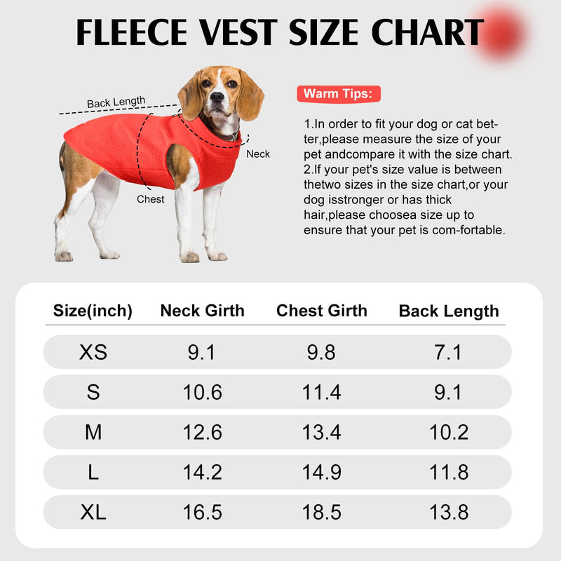 Fleece Dog Sweater Vest, Soft Warm Pullover Fleece Dog Jackets, Winter Dog Clothes for Small Mediun Large Dogs, Stretchy Fleece Vest Dog Sweater with D Ring Leash (Red, XL) - PawsPlanet Australia